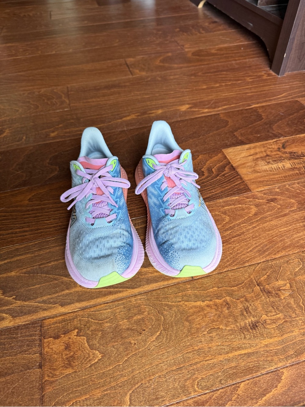 Hoka Women's Pastel Blue and Pink Running Shoes - Picture 4 of 5